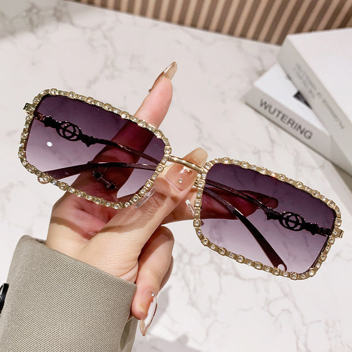 Women's elegant square sunglasses with luxurious rhinestone frame Kalsten