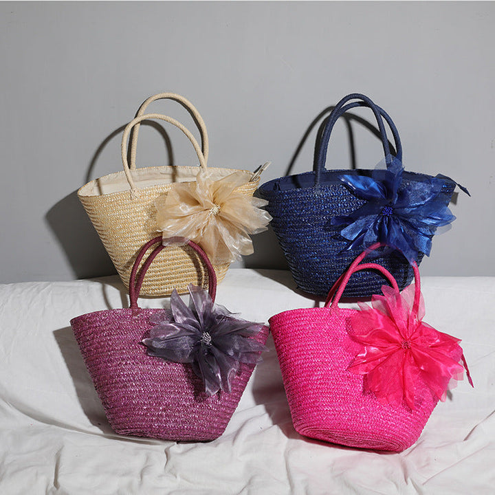 Stylish basket bag with eye-catching flower detail Kalsten