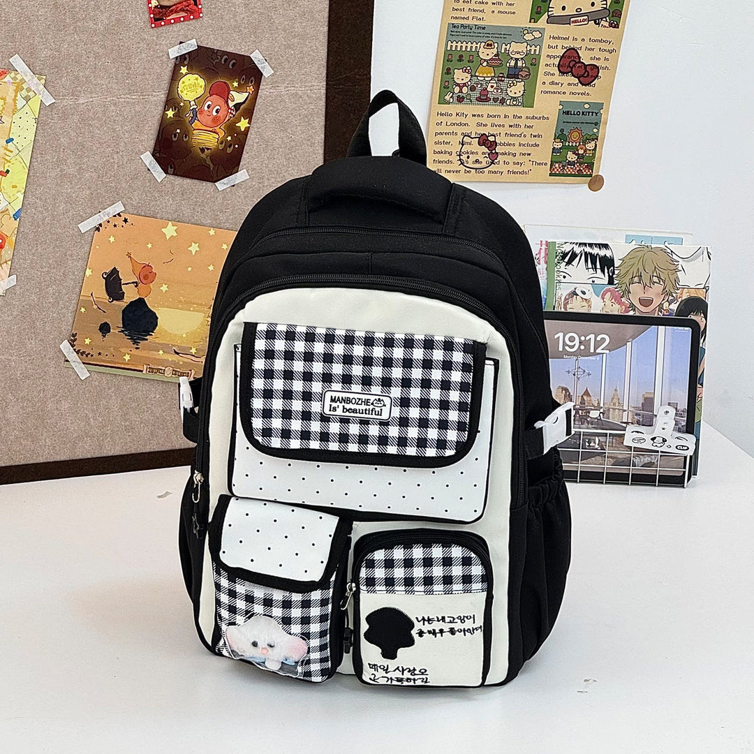 Multi-Compartment Cute Character School Backpack