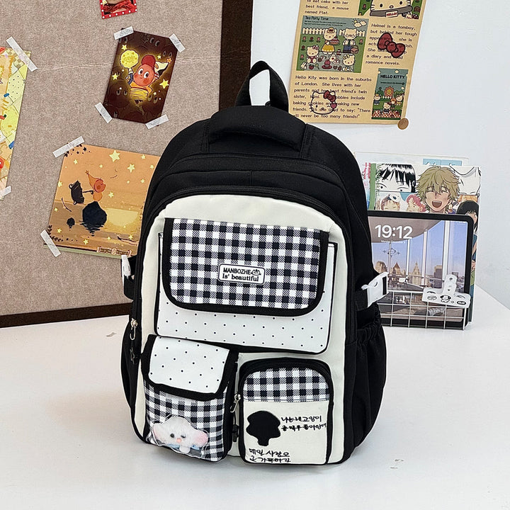 Multi-Compartment Cute Character School Backpack