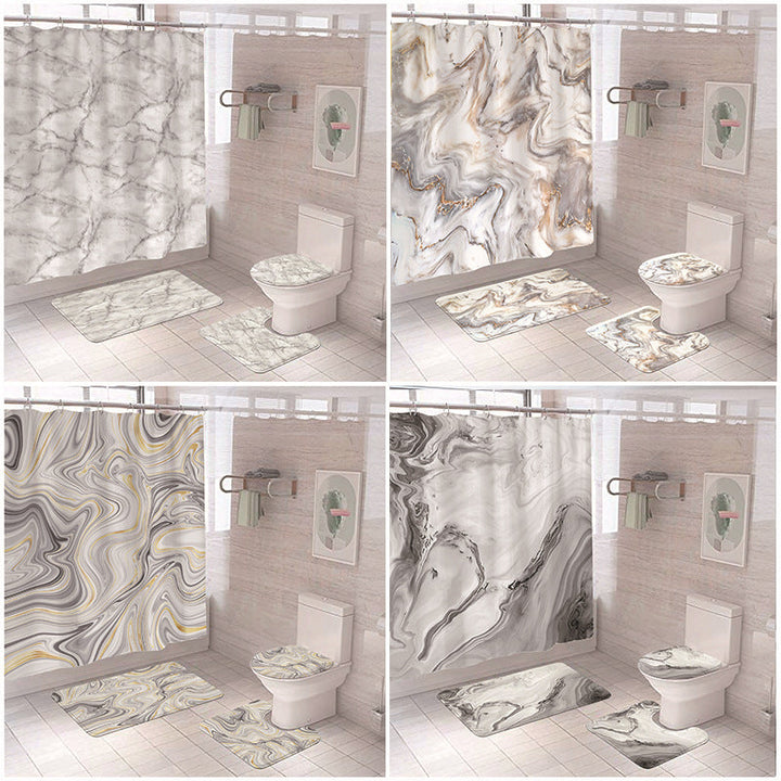 Elegant Marble Pattern Bathroom Mat Set Kalsten