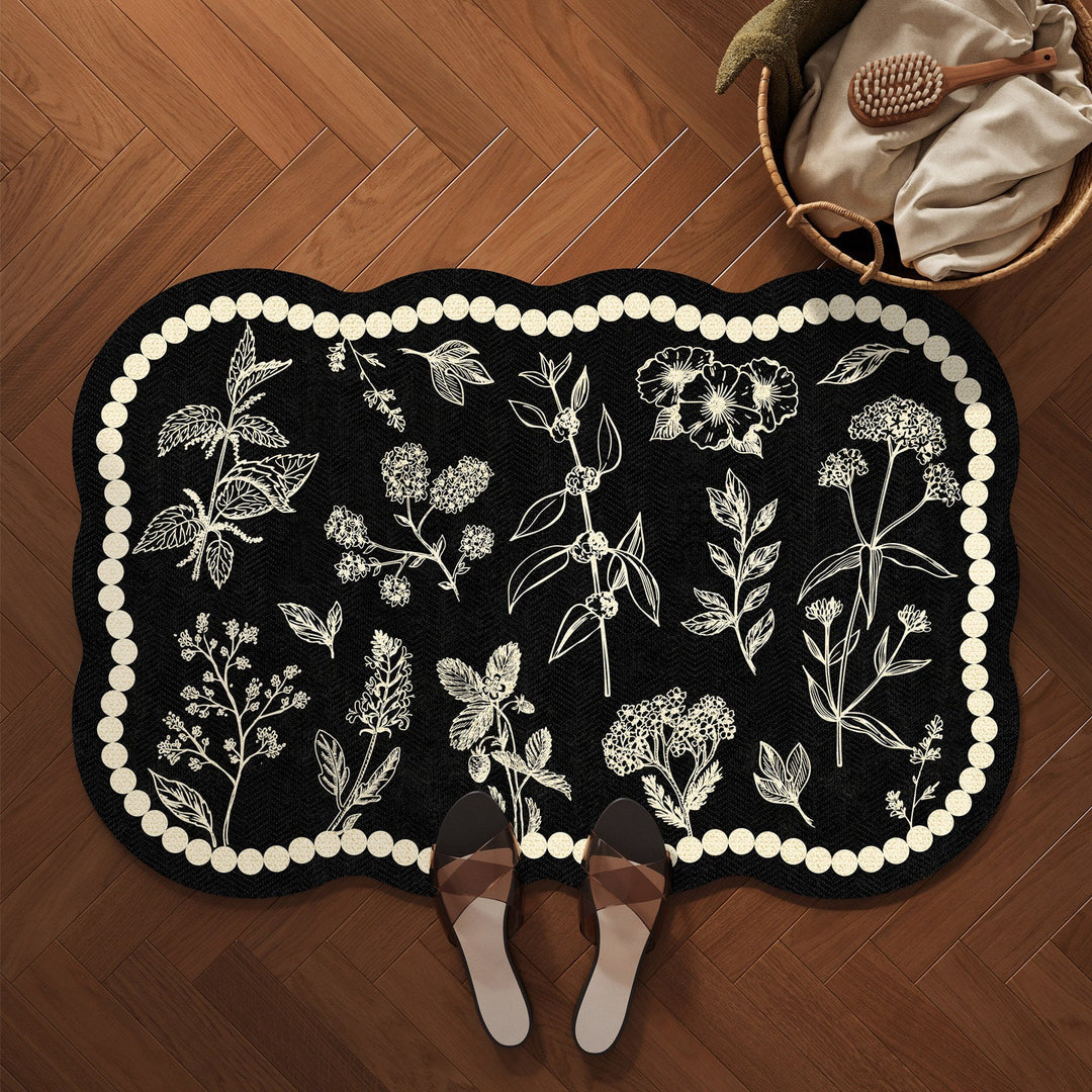Decorative Botanical Pattern Bath Mat Kalsten