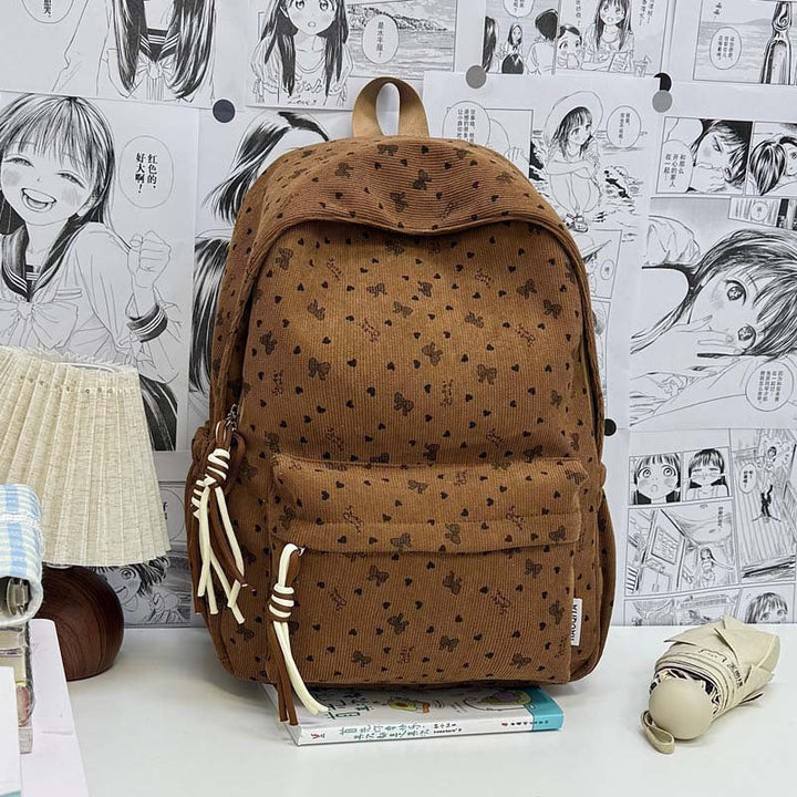 Casual Patterned Fabric School Backpack
