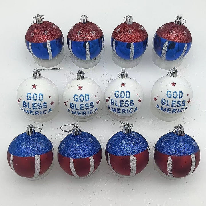 Unisex nan patriotic glass Christmas bauble set with glitter effect and inscription Kalsten