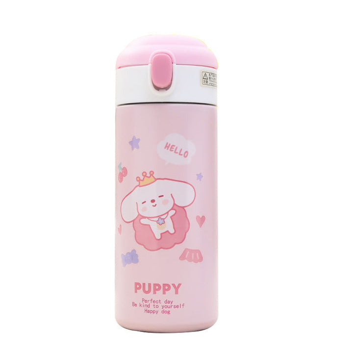 Women's insulated drinking bottle with cute dog design and practical flip cap Kalsten
