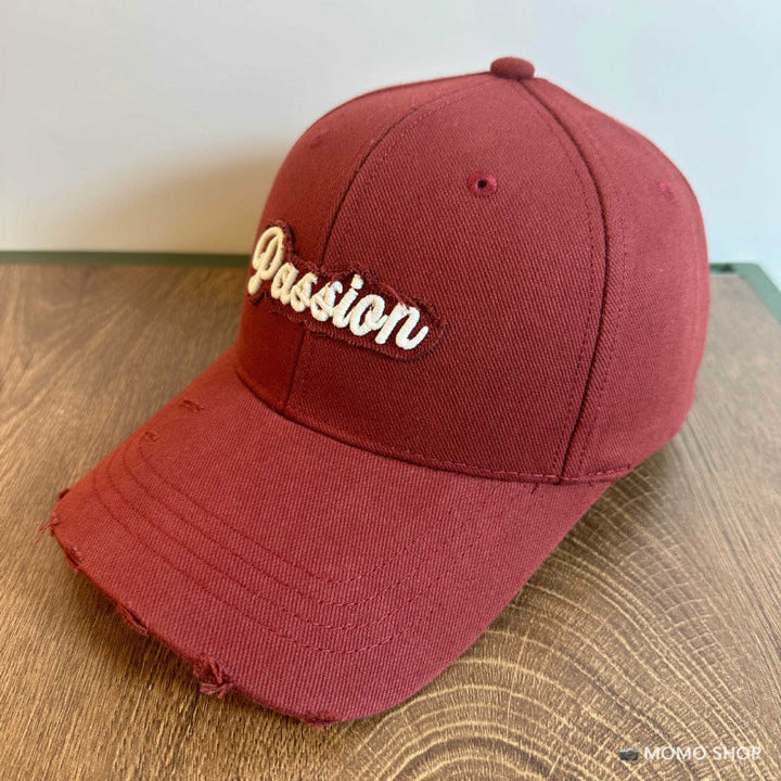 Women's Distressed Cotton Baseball Cap with Embroidered Quote Kalsten