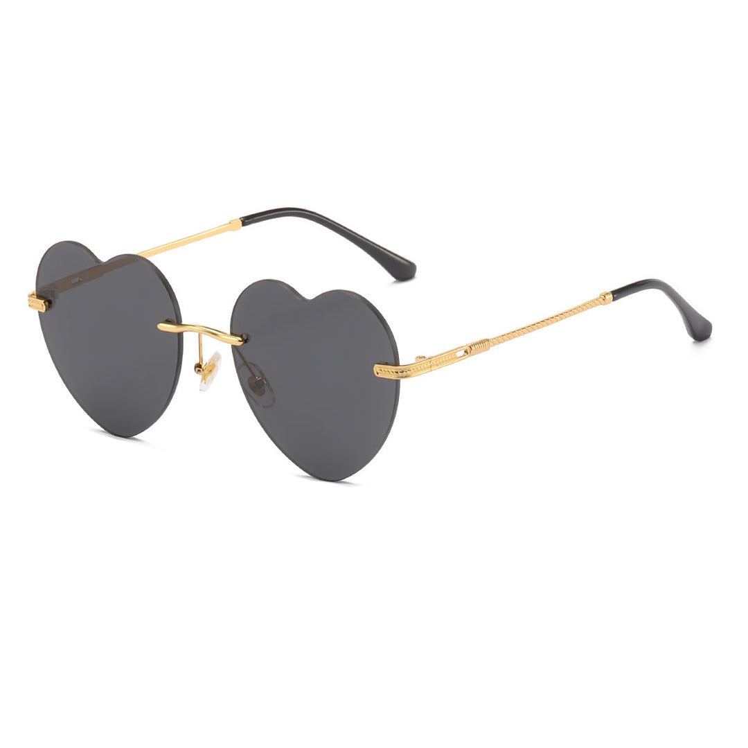 Women's Heart-Shaped Sunglasses with Mirrored Lenses and Gold Frame Kalsten