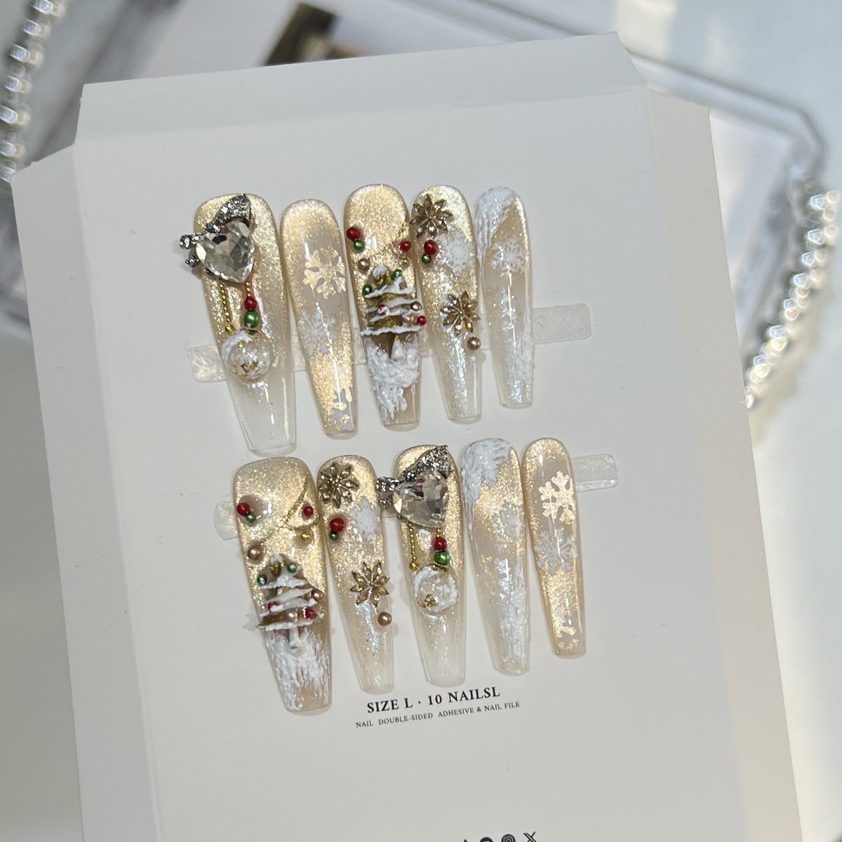 Festive Glamour Stiletto Press-On Nail Art Set Acalora