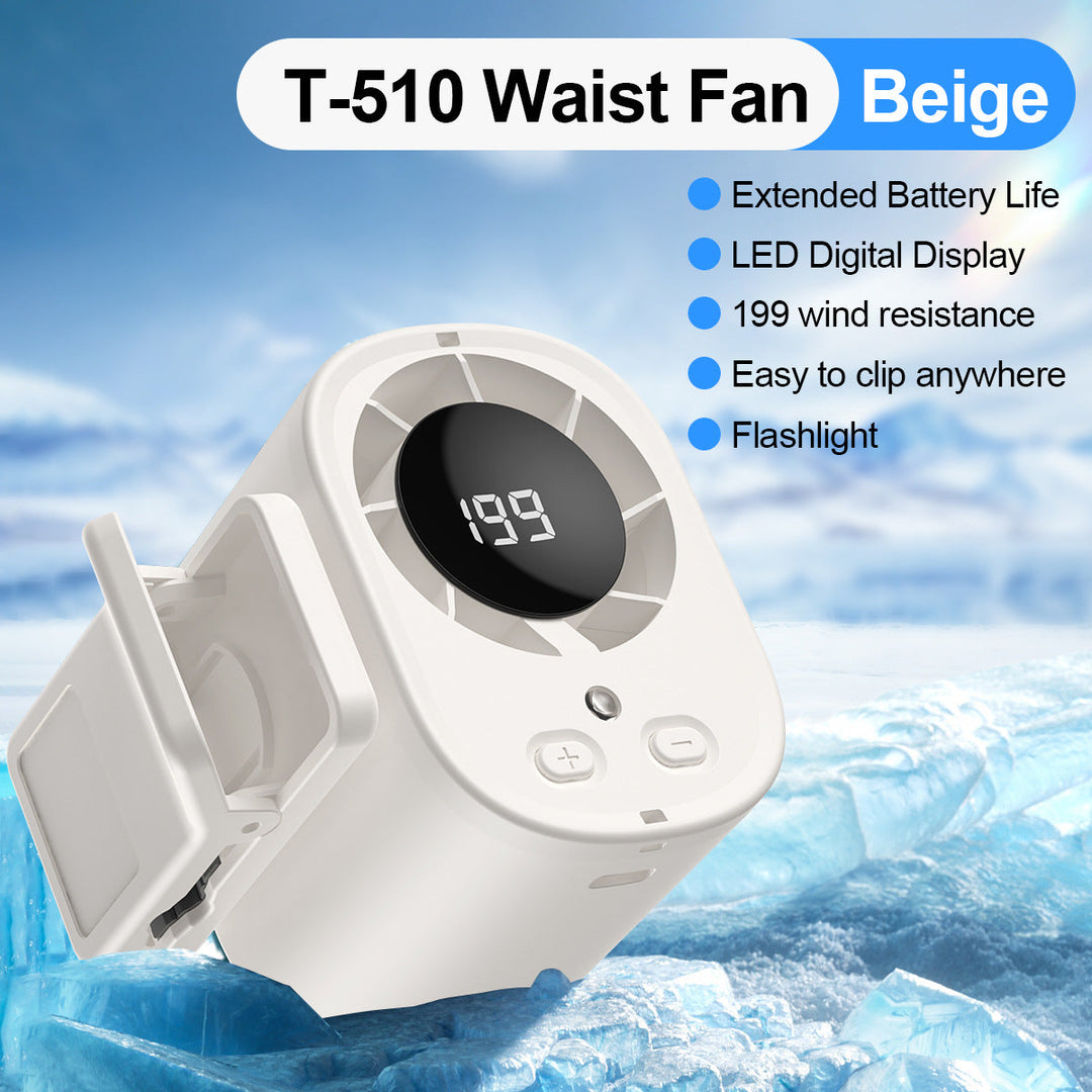 Unisex nan portable clip-on waist cooling fan with LED display Kalsten
