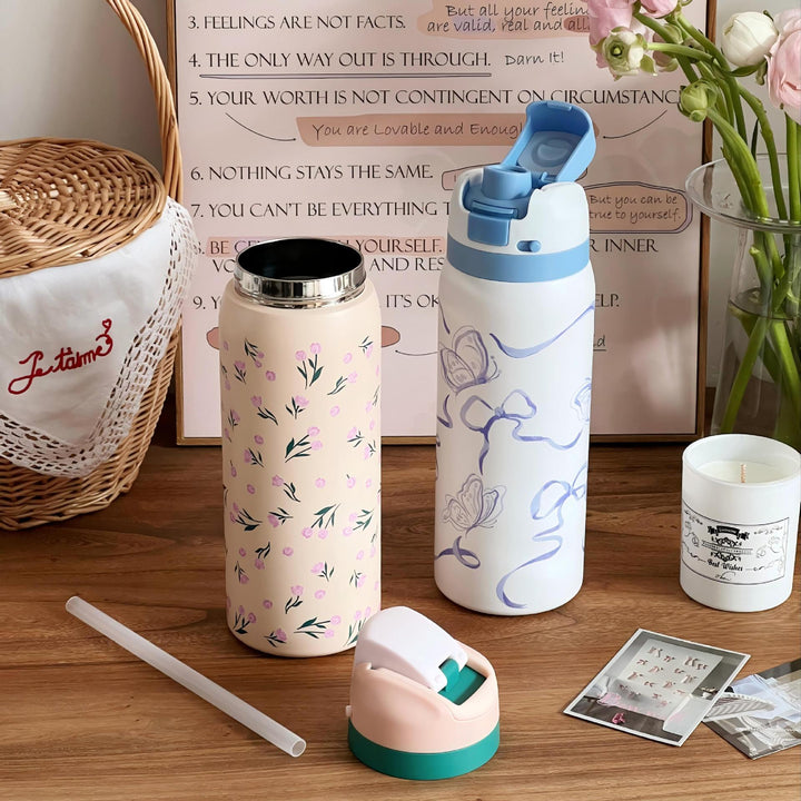 Ladies Insulated Water Bottle with Floral Design Kalsten
