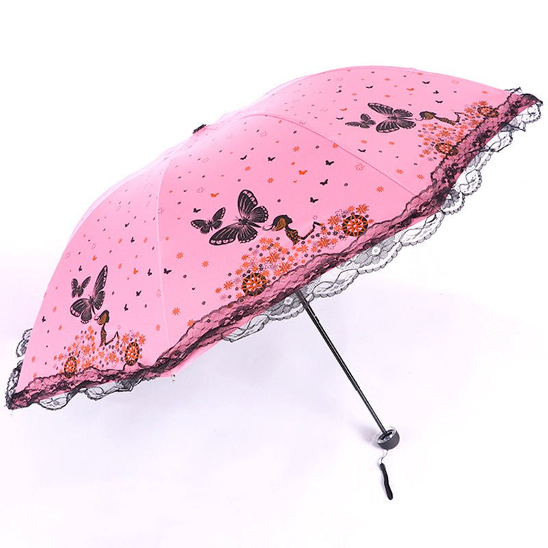 Women's sun umbrella with romantic butterfly design Kalsten