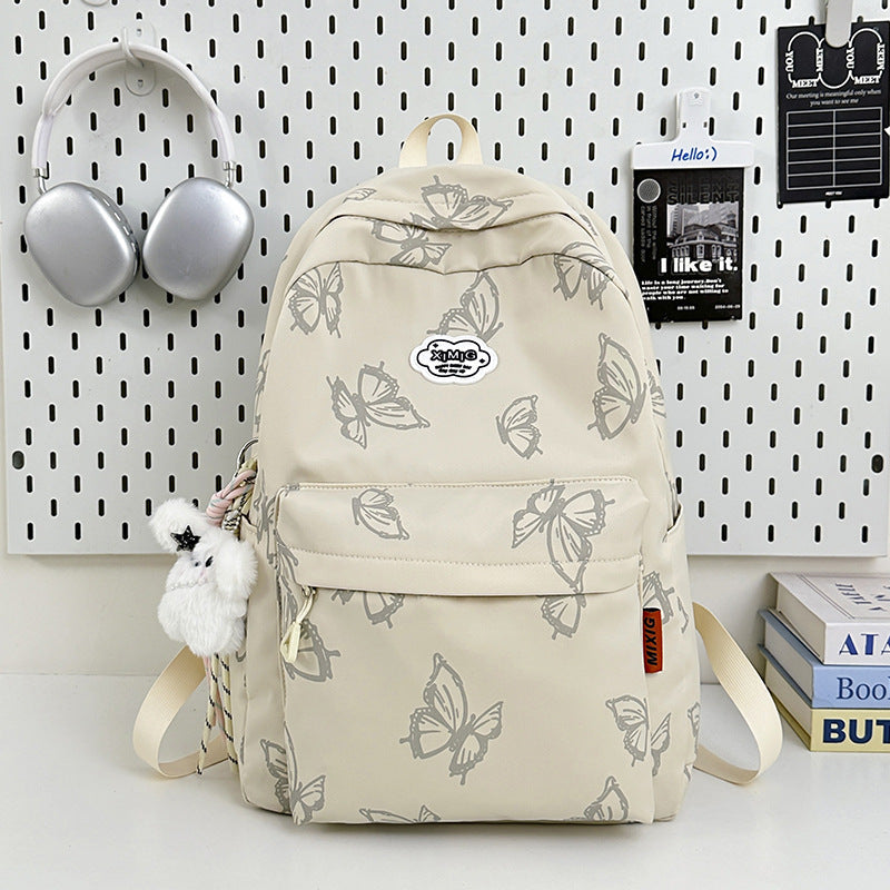 Butterfly Print Casual School Backpack