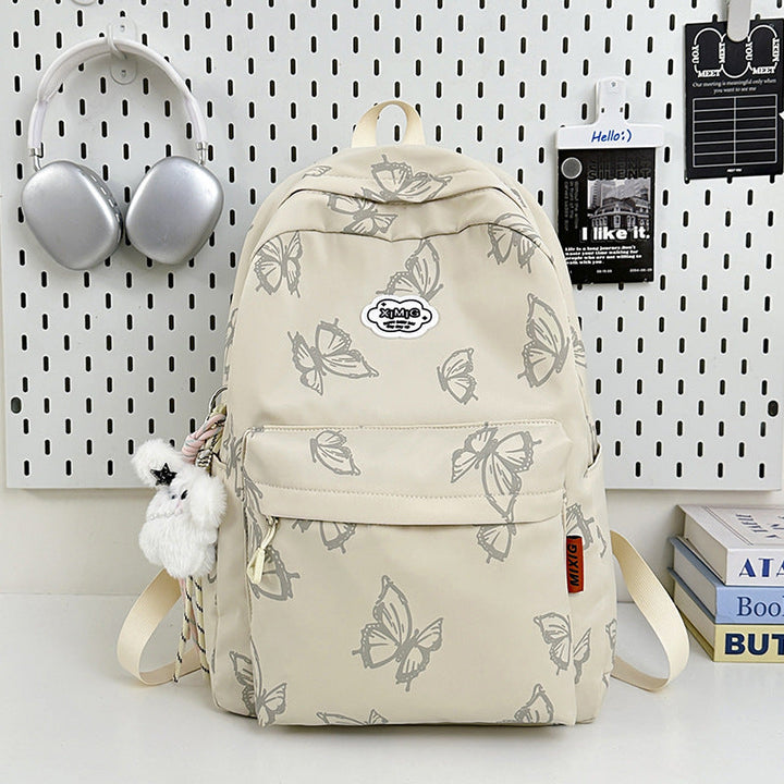 Butterfly Print Casual School Backpack