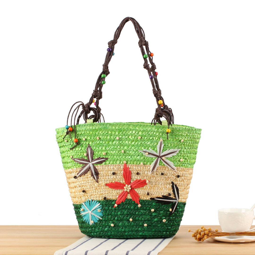 Handcrafted beach bag with cheerful floral patterns Kalsten