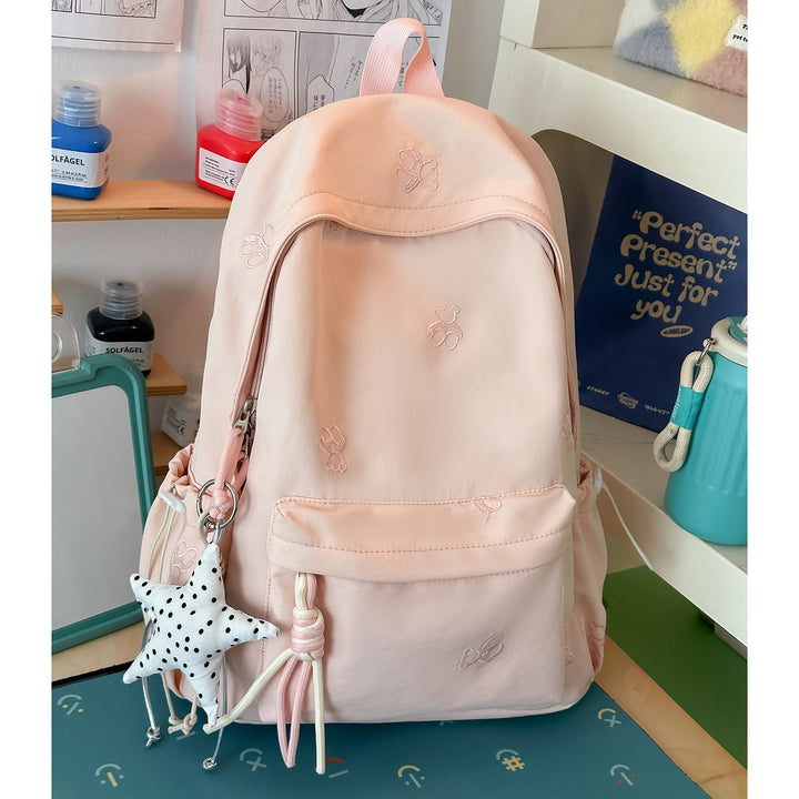 Cute Character Embroidered School Backpack