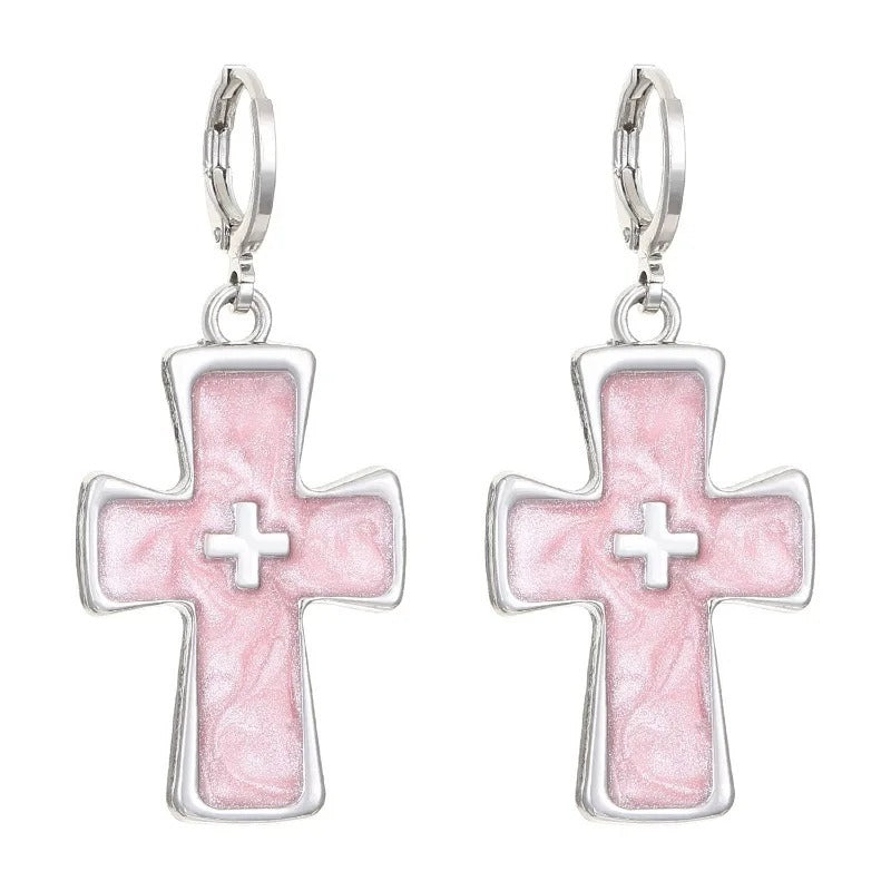 Heart-Inspired Cross Dangle Earrings Kalsten