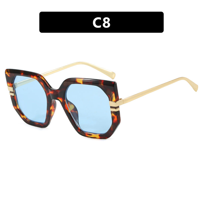 Women's geometric sunglasses with luxurious gold frame and polarized lenses Kalsten