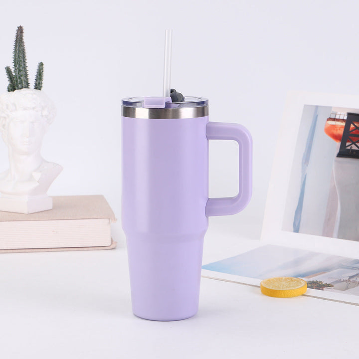 Ladies insulating cup with practical handle and straw Kalsten