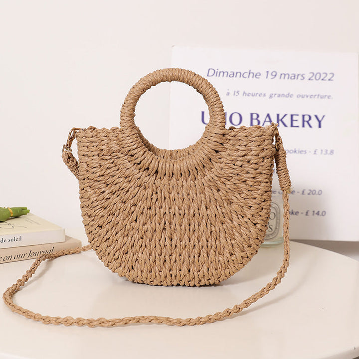 Trendy Bast Bag with Round Handle and Textured Design Kalsten
