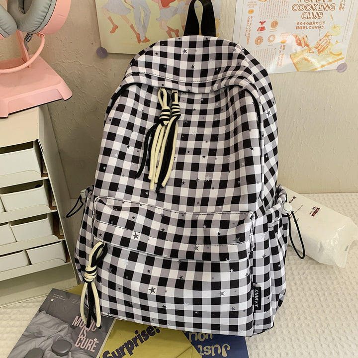 Versatile Checkered Pattern Backpack Kalsten