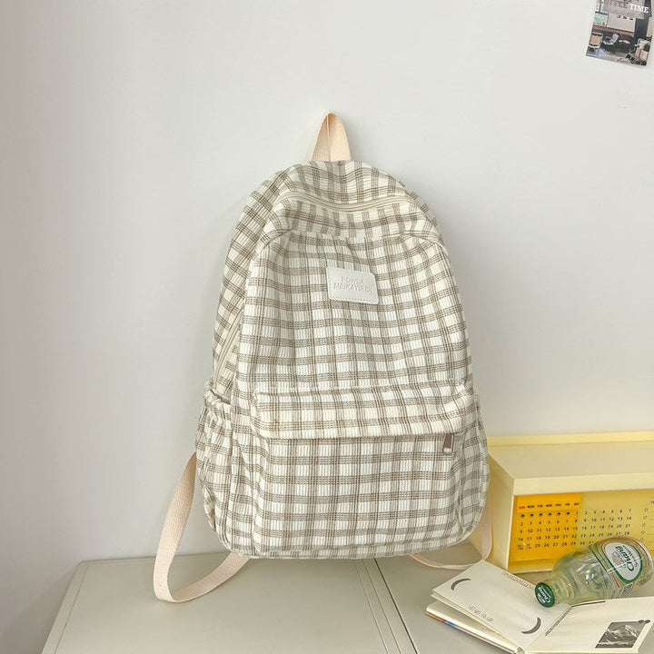 Casual Checkered School Backpack