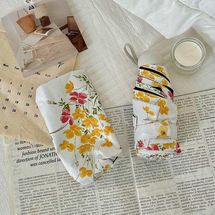 Women Foldable Sunshade with Flower Design Kalsten
