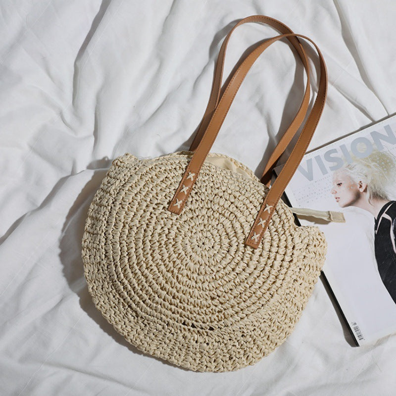 Basket bag with leather handles and colorful design Kalsten