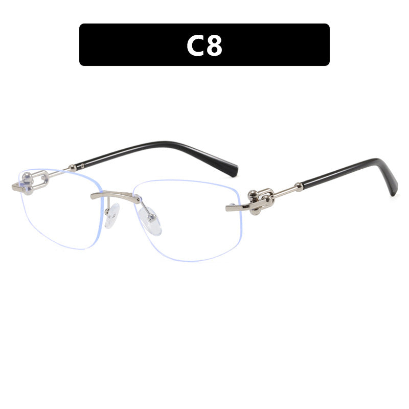 Ladies elegant semi-rimless glasses with luxurious metal frame and transparent lenses Kalsten