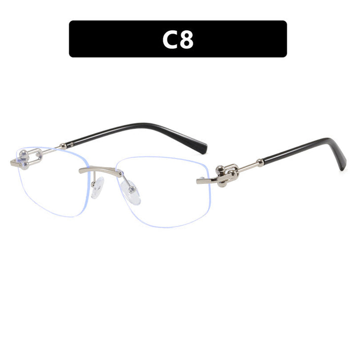Ladies elegant semi-rimless glasses with luxurious metal frame and transparent lenses Kalsten