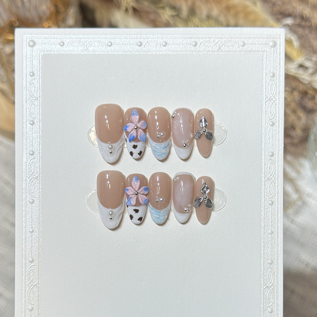Floral Embellished Press-On Nail Art Set Acalora 1788224030