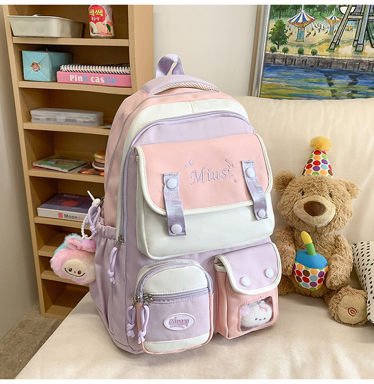Decorative Embellished Quilted School Backpack