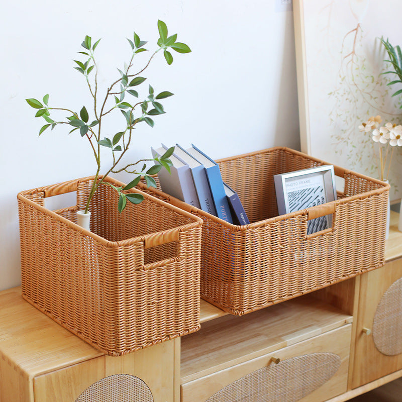 Handwoven Storage Basket with Cutout Handles Kalsten