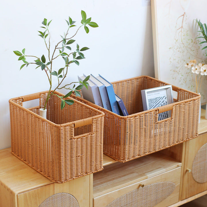Handwoven Storage Basket with Cutout Handles Kalsten