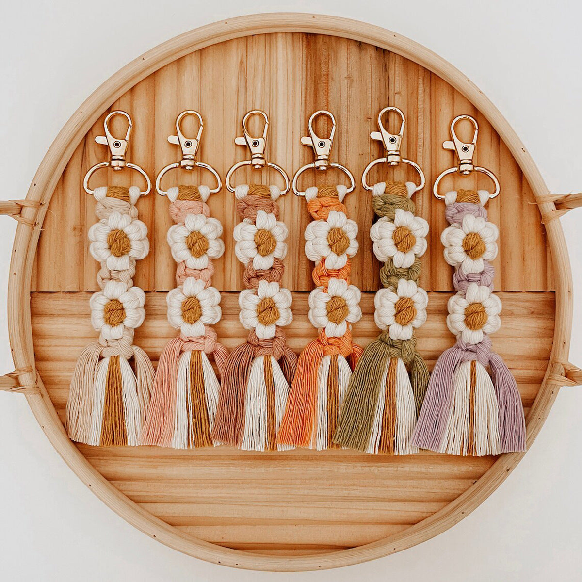 Macrame Keychain Strap with Floral Design Acalora