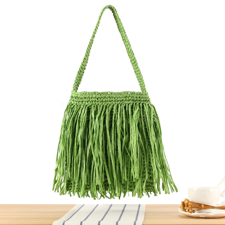 Braided summer handbag with fringed design Kalsten