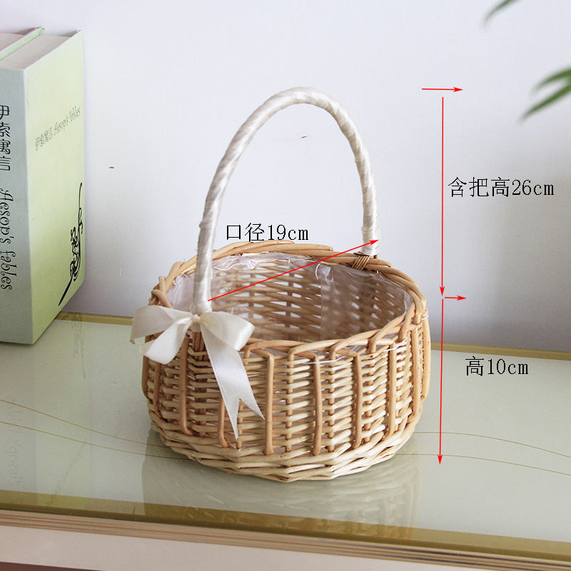 Ladies natural basket with decorative bow decoration Kalsten
