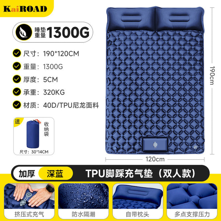 inflatable camping mat with integrated pillows and non-slip bottom Kalsten