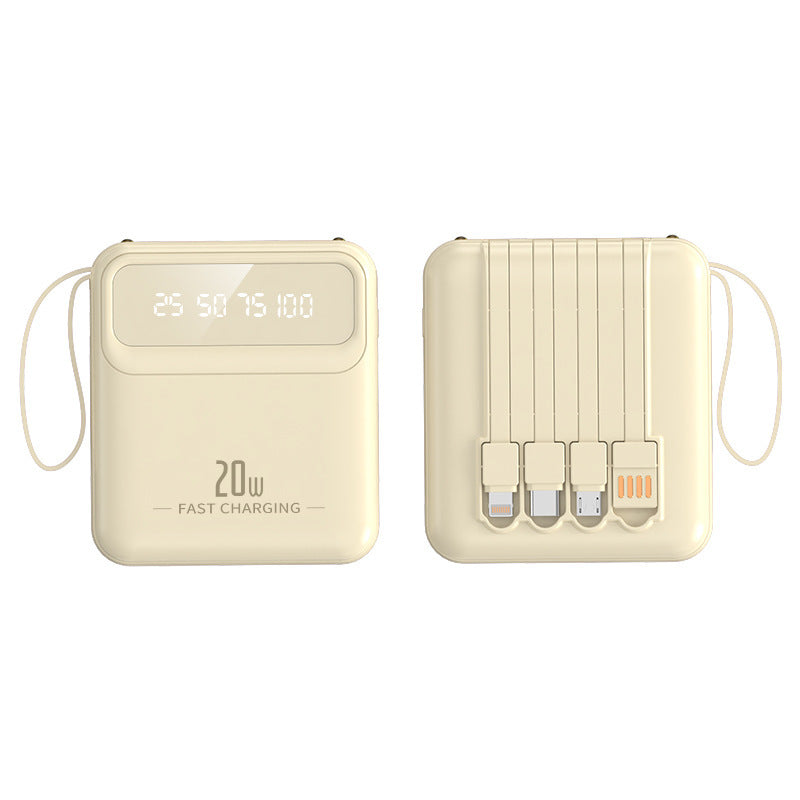 Portable power bank with integrated charging cables and digital capacity display Kalsten