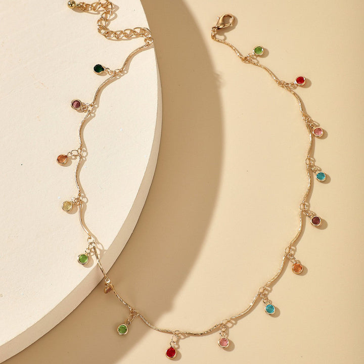 Gold-Plated Gemstone Charm Necklace Kalsten