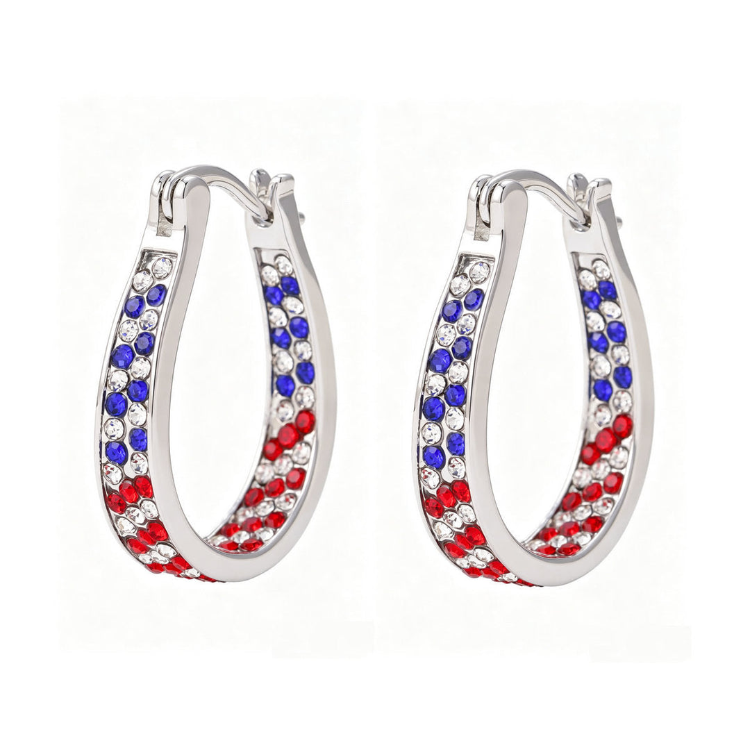 Women's Pavé Hoop Earrings with Crystal Decoration and Hinge Closure Kalsten