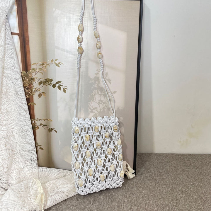 Hand-knotted shoulder bag with shells Kalsten