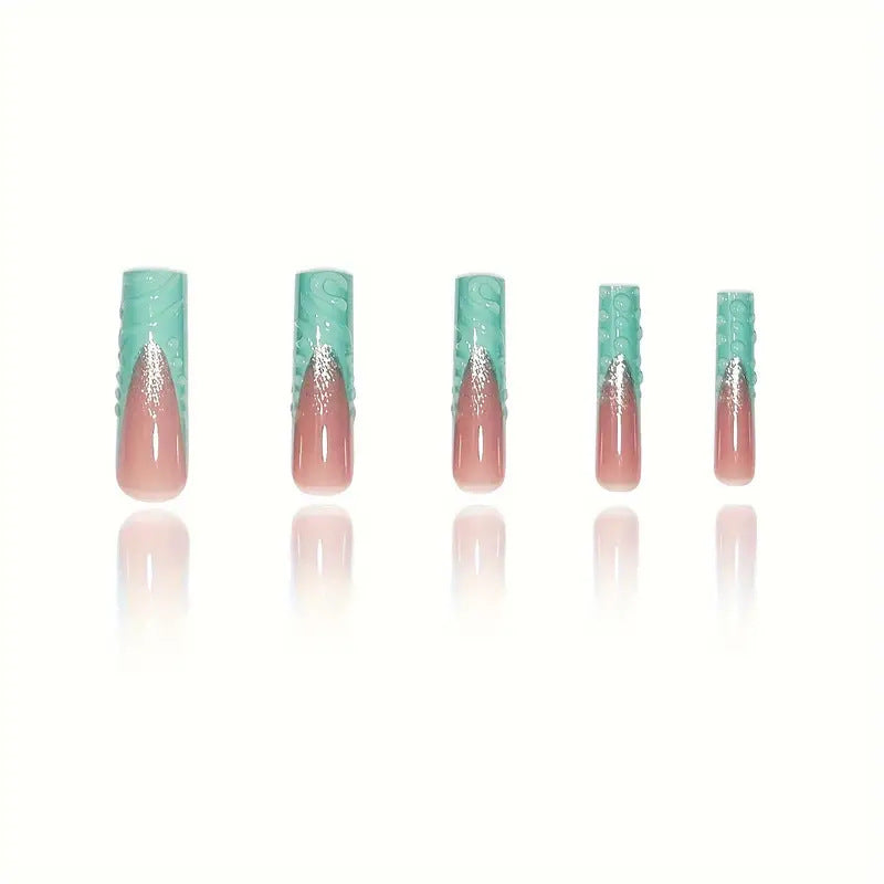 Artistic Wave-Pattern Press-On Nails Kalsten