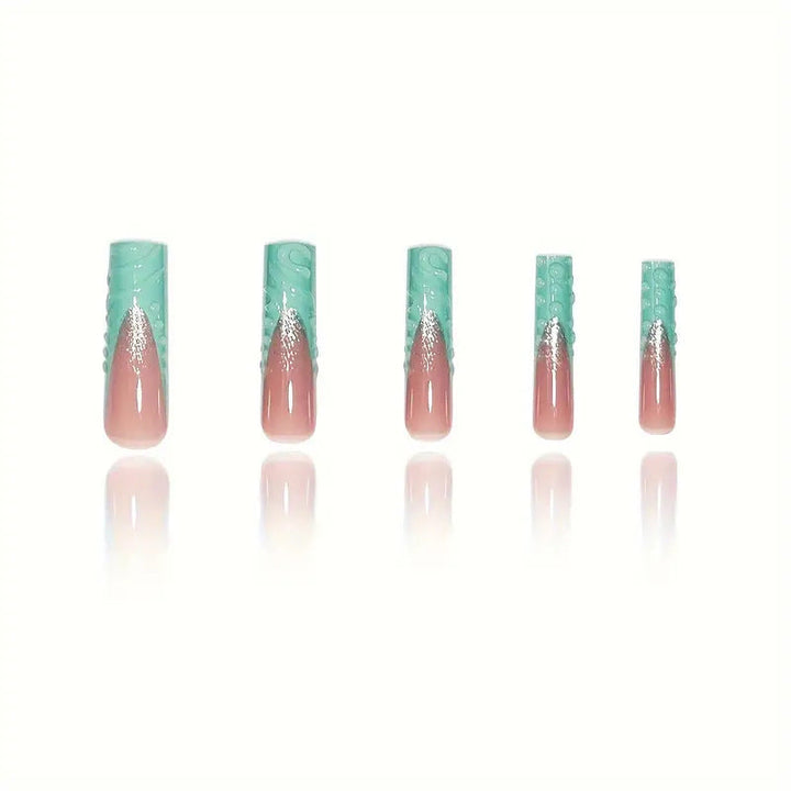 Artistic Wave-Pattern Press-On Nails Kalsten
