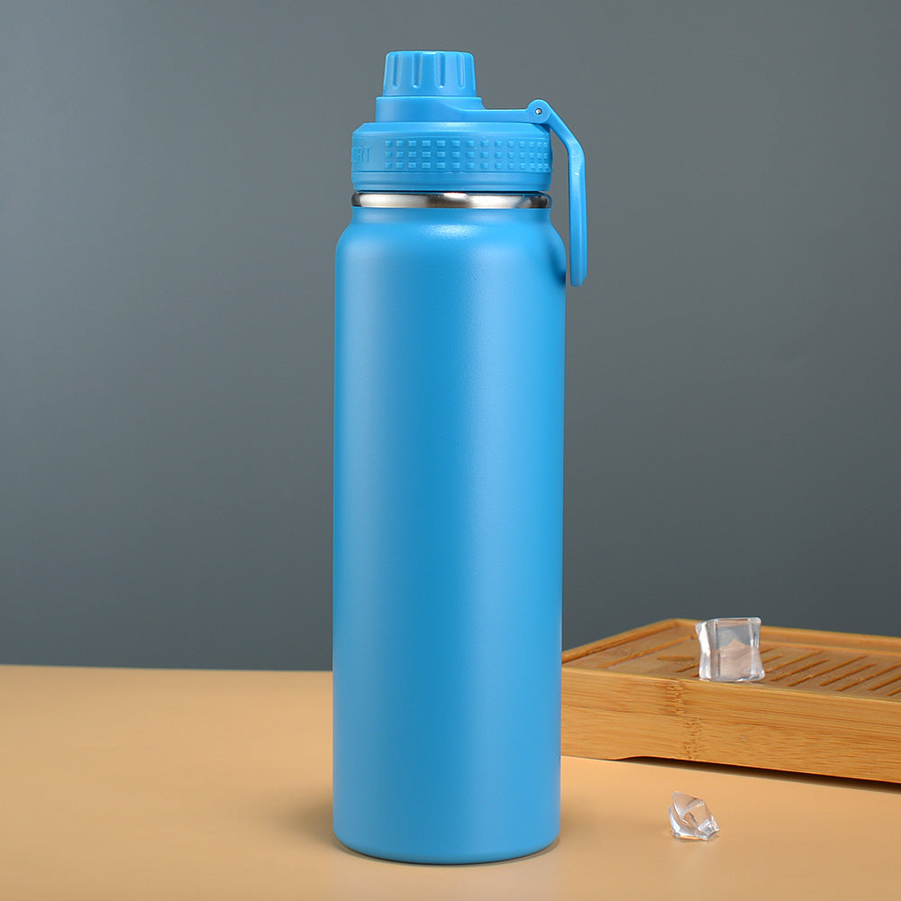 Double-Wall Vacuum Insulated Stainless Steel Wide-Mouth Water Bottle With Leakproof Screw Cap And Ergonomic Carry Handle
