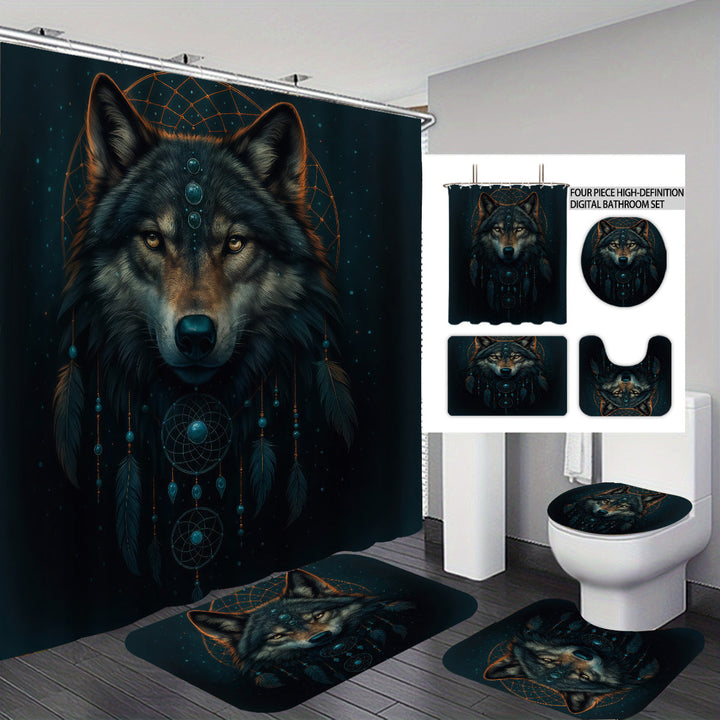 High-Definition Wolf-Themed Bathroom Décor Set Kalsten
