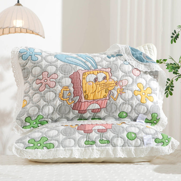 Women's pillow with charming elephant motif and delicate lace edge Kalsten