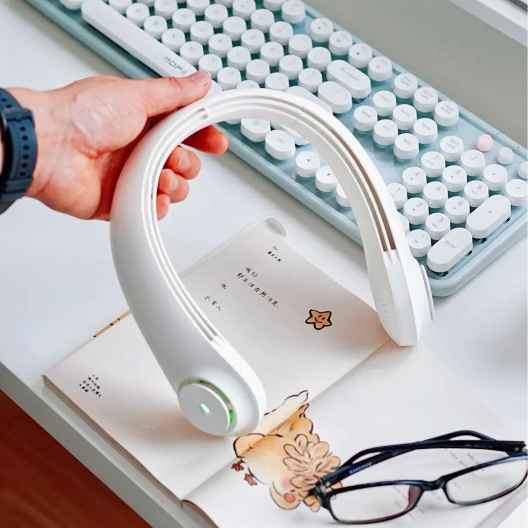 Unisex nan ergonomic neck fan bladeless with rechargeable battery, quiet motor, and adjustable airflow Kalsten