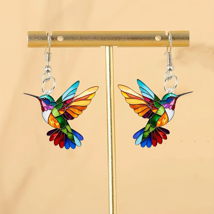 Kalsten | Colorful Hummingbird Earrings – Cheerful Dangle Jewelry with Flying Bird