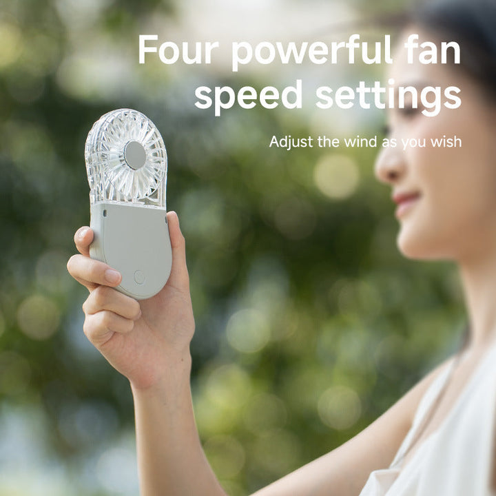 Unisex Portable Rechargeable Handheld Fan with LED Mirror Kalsten