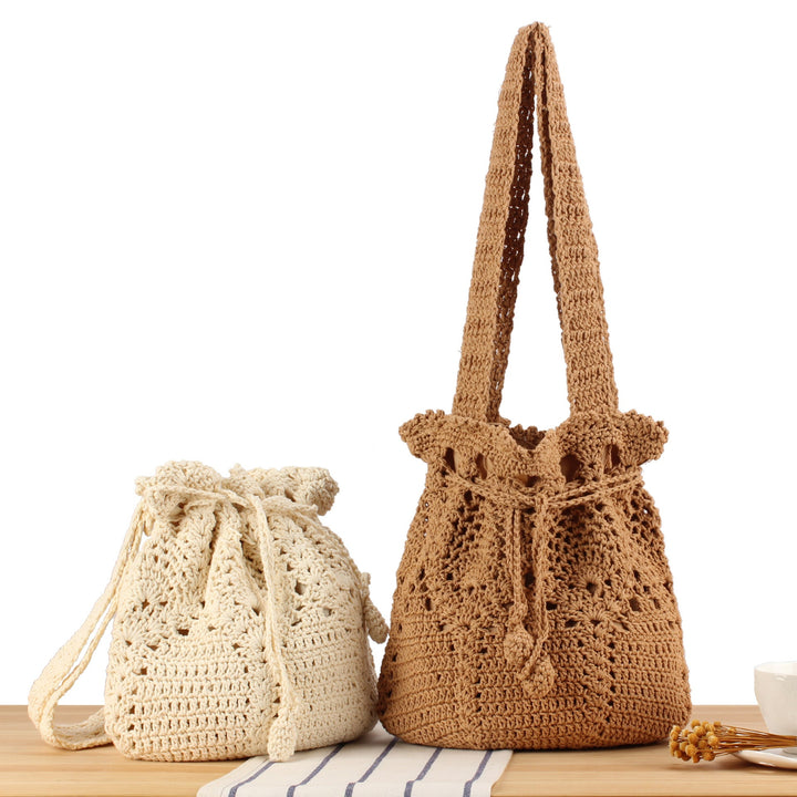 Macrame Shopper Bag with Decorative Drawstring Kalsten